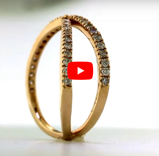 X Cross Diamond Band 0.39 ct tw Round-cut 14K Rose Gold BAN020 - NorthandSouthJewelry