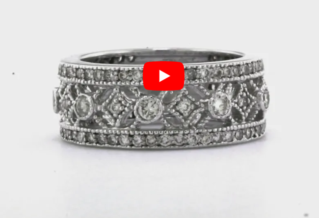 Diamond Anniversary Band 1.08 ct tw Round-cut 14K White Gold BAN027 - NorthandSouthJewelry