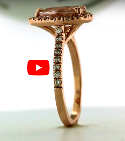 1.57 CT Pear Morganite Diamond Ring 0.45 CT TW Diamonds 14K Rose Gold MGR003 - NorthandSouthJewelry