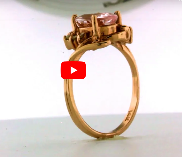 1.66 CT Oval Morganite Diamond Ring 0.09 CT TW Diamonds 14K Rose Gold MGR004 - NorthandSouthJewelry