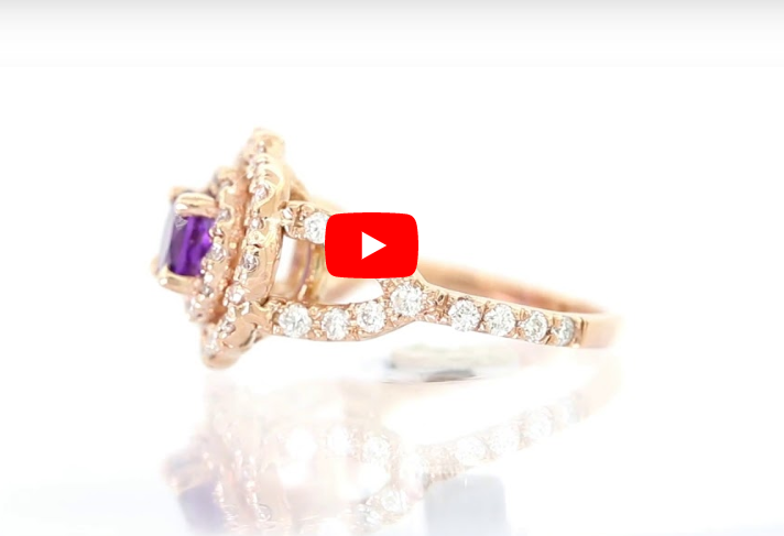 0.44 CT Amethyst Diamond Ring 0.70 CT TW 14K Rose Gold AMR003 - NorthandSouthJewelry