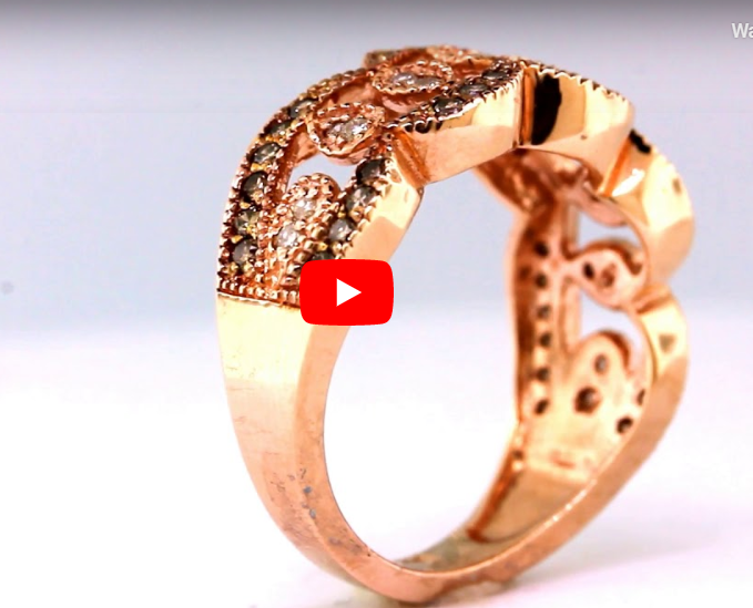 Chocolate Diamond Wide Band 0.58 ct tw Round-Cut 14K Rose Gold BAN051 - NorthandSouthJewelry