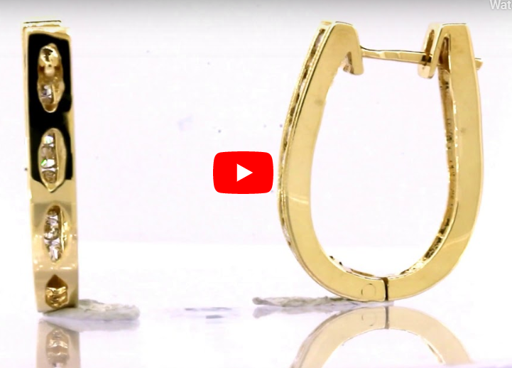 0.56 CT TW Round Diamond Hoop Earrings 14K Yellow Gold DER020 - NorthandSouthJewelry